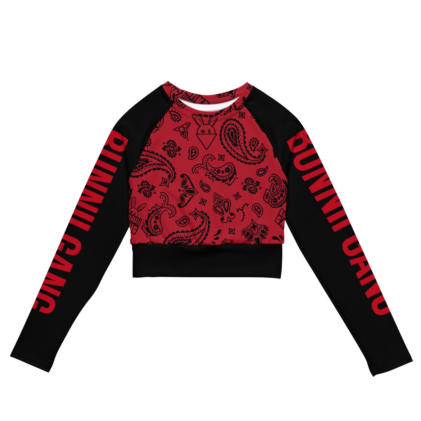 BUNNII GANG "RED BANDANA" Long-Sleeve Crop Top