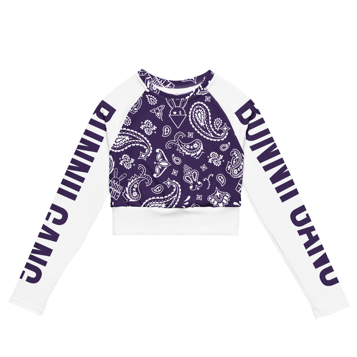 BUNNII GANG "PURPLE BANDANA" Long-Sleeve Crop Top