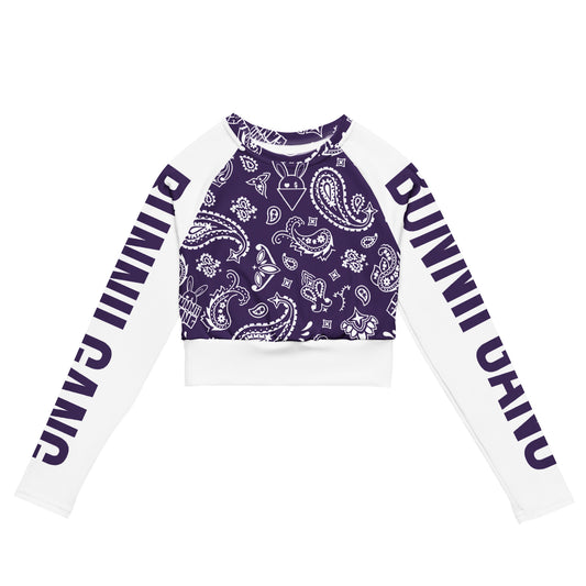 BUNNII GANG "PURPLE BANDANA" Long-Sleeve Crop Top