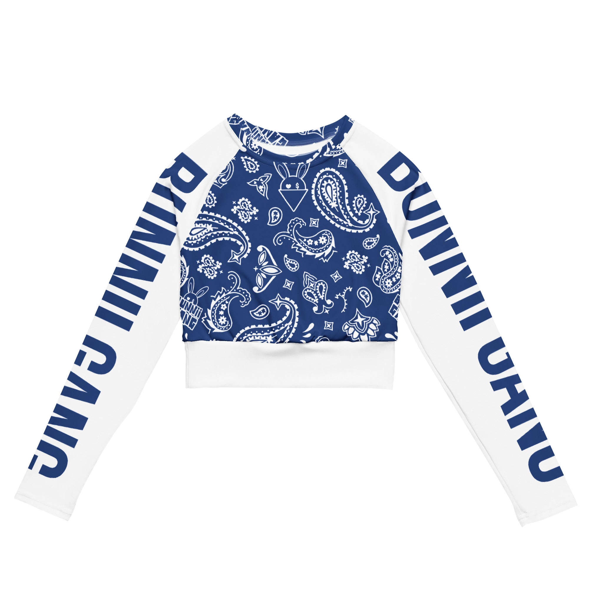 BUNNII GANG "BLUE BANDANA" Crop Long-Sleeve Top