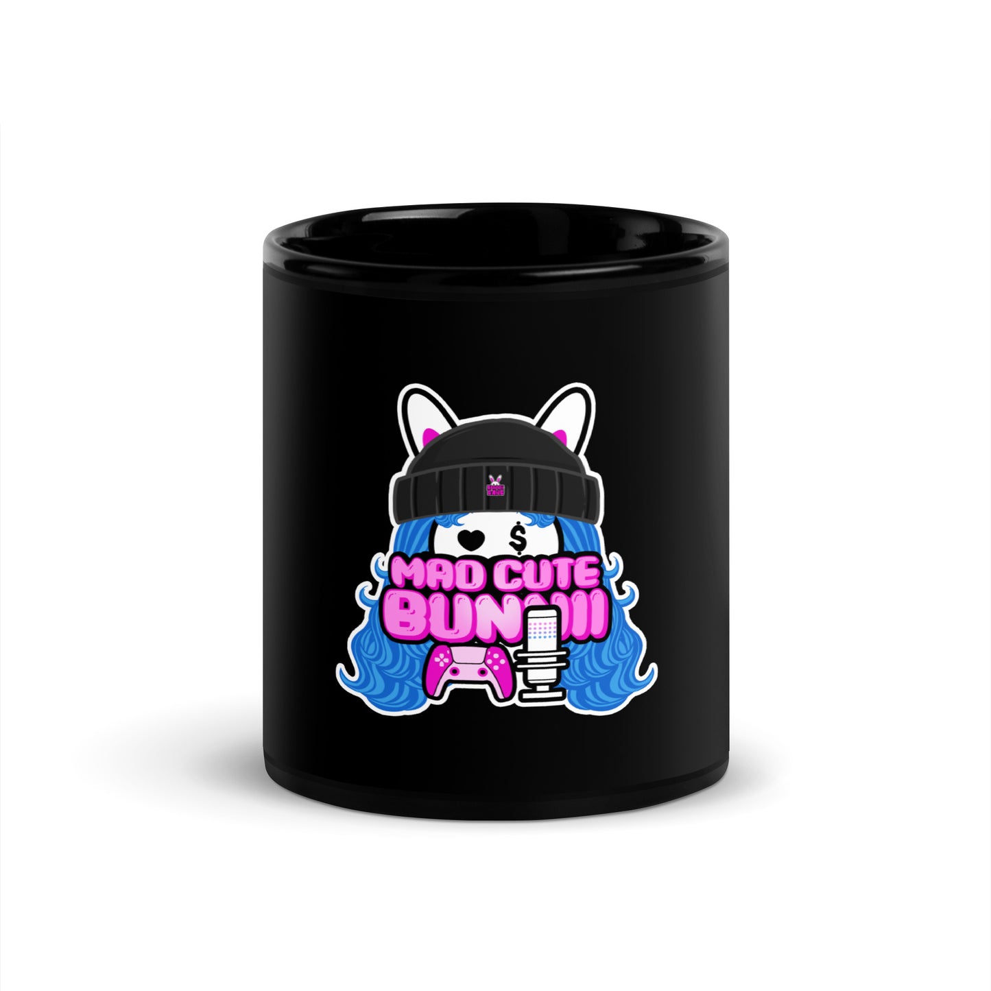MAD CUTE BUNNII - Black Glossy Mug