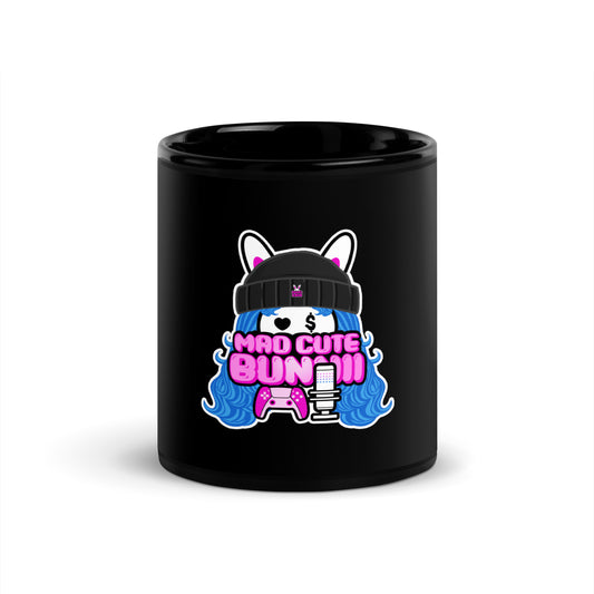 MAD CUTE BUNNII - Black Glossy Mug