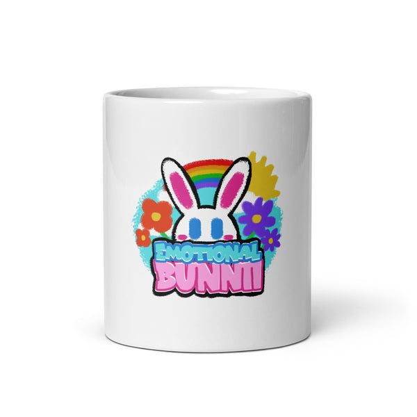 EMOTIONAL BUNNII - White glossy mug