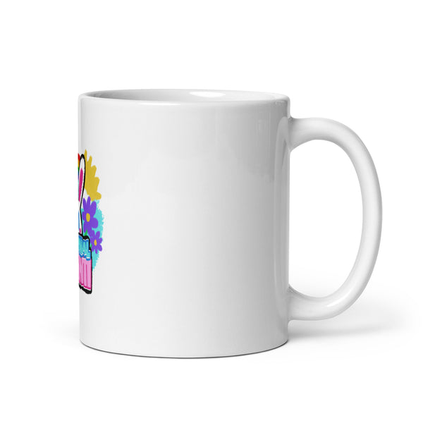 EMOTIONAL BUNNII - White glossy mug