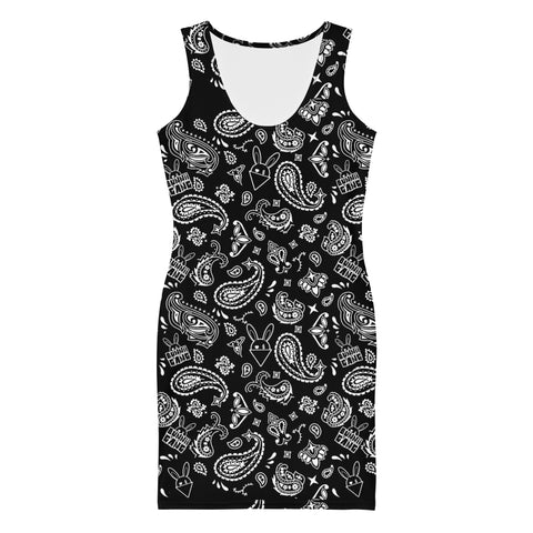 BUNNII GANG " BLACK BANDANA" Fitted Dress