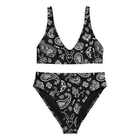 BUNNII GANG "BLACK BANDANA" High-Waisted Bikini