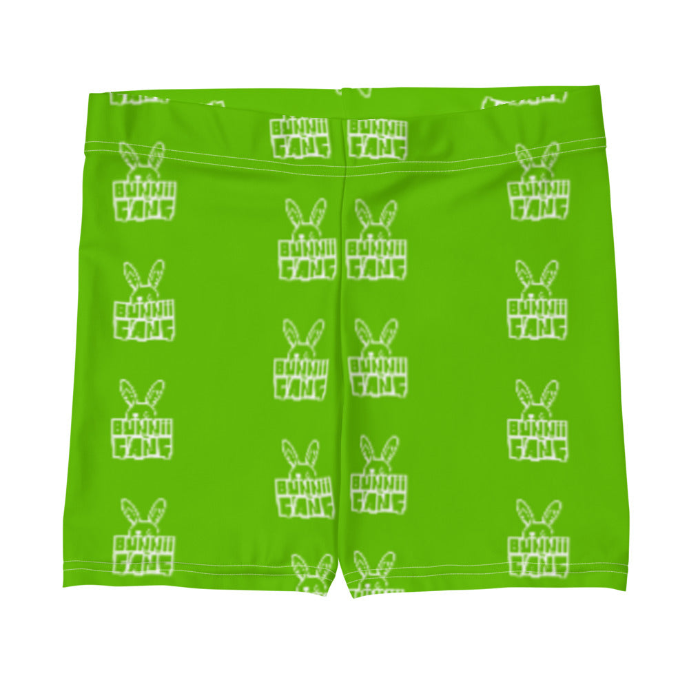 BUNNII GANG GREEN STRETCH SHORTS