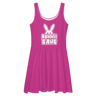 BUNNII GANG " LOGO Skater Dress Pink