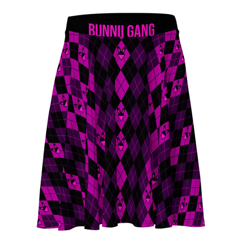 BUNNII GANG "BLACK ARGYLE" Skater Skirt