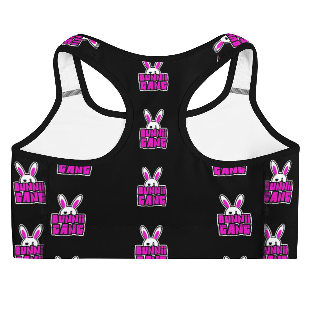 BUNNII GANG BLACK "LOGO" SPORTS BRA
