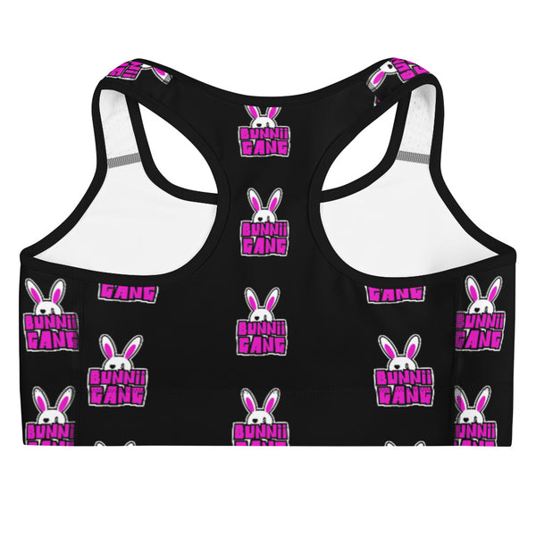 BUNNII GANG BLACK "LOGO" SPORTS BRA