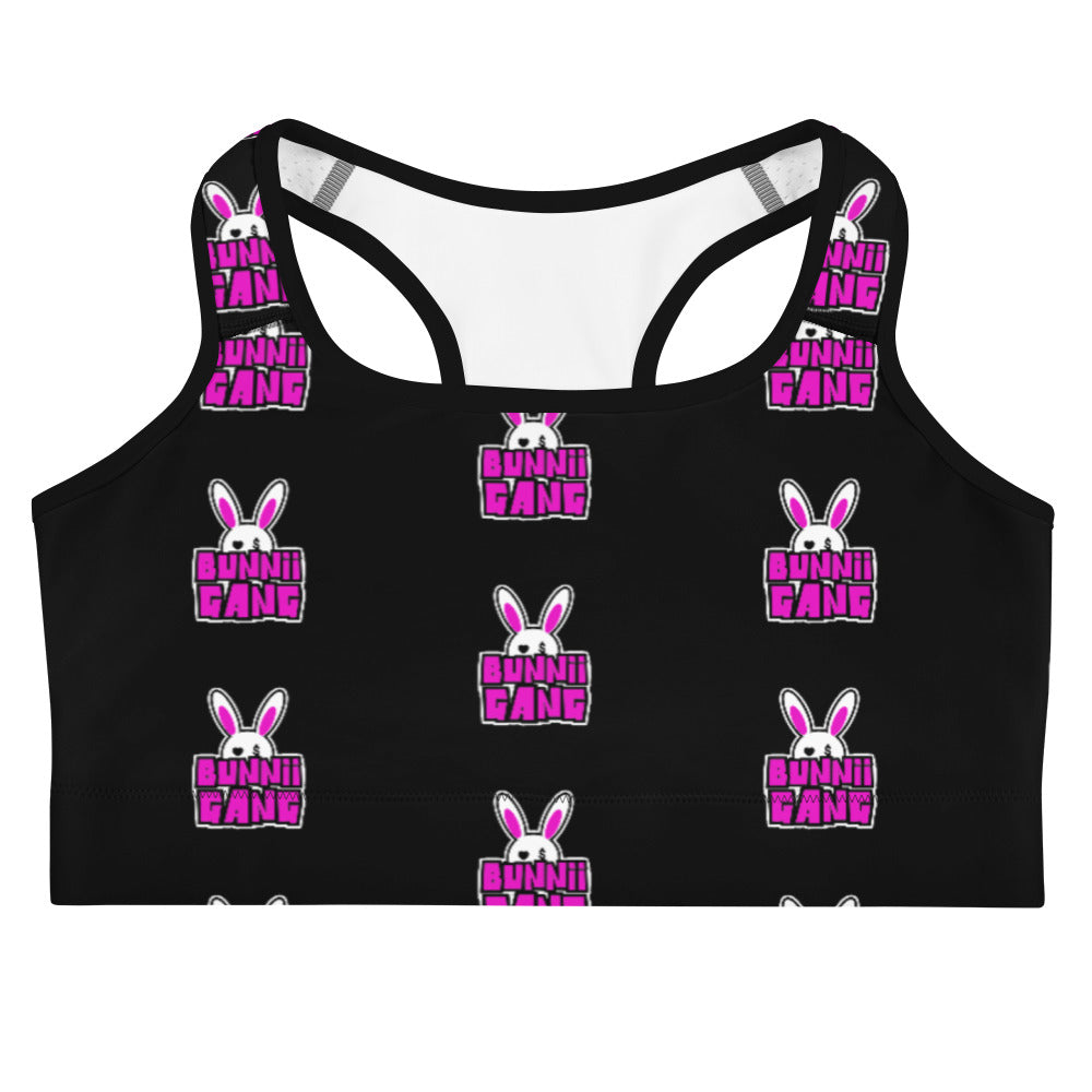 BUNNII GANG BLACK "LOGO" SPORTS BRA