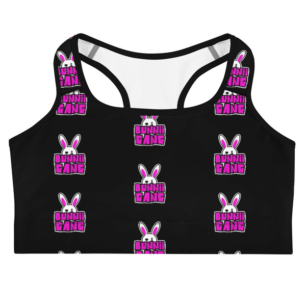BUNNII GANG BLACK "LOGO" SPORTS BRA