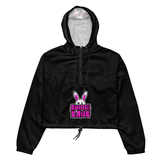 BUNNII GANG "LOGO" Black Cropped windbreaker