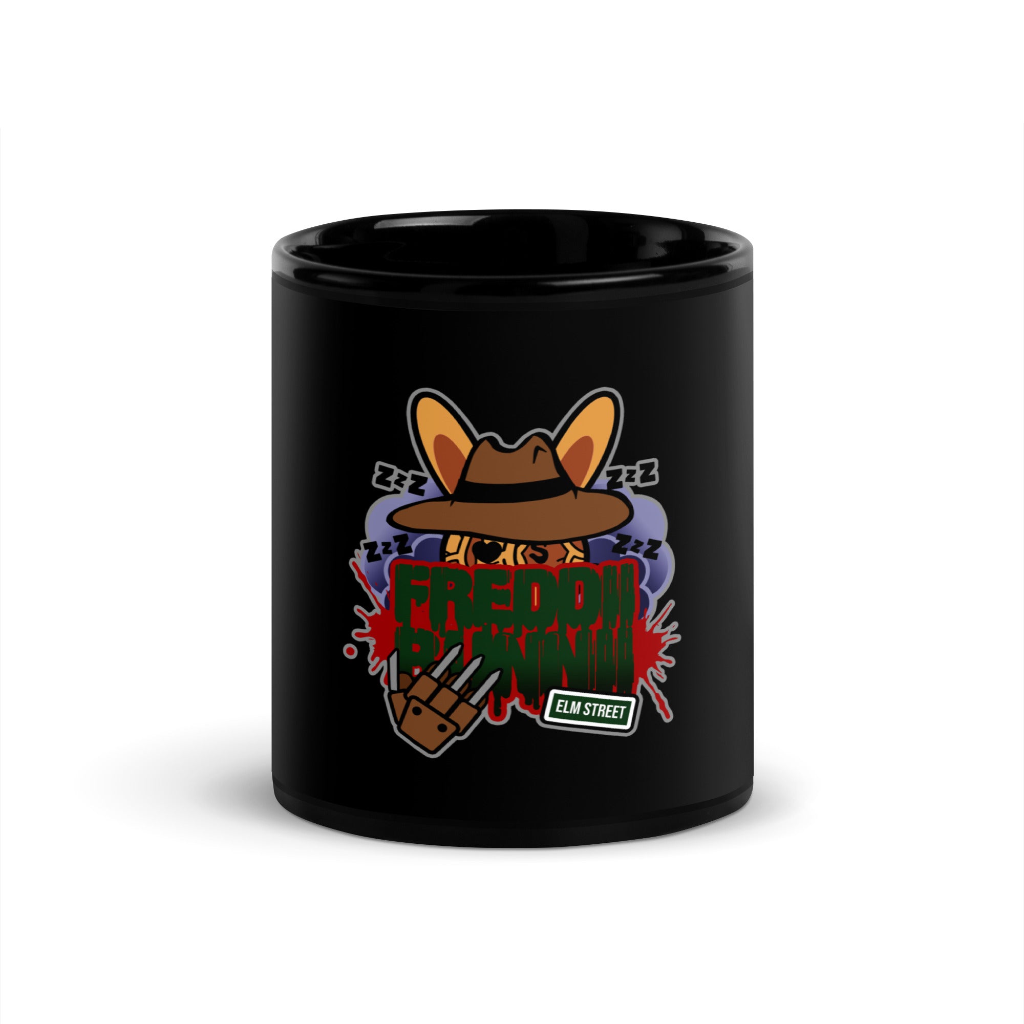 BUNNII GANG "FREDDII BUNNII" Black Glossy Mug