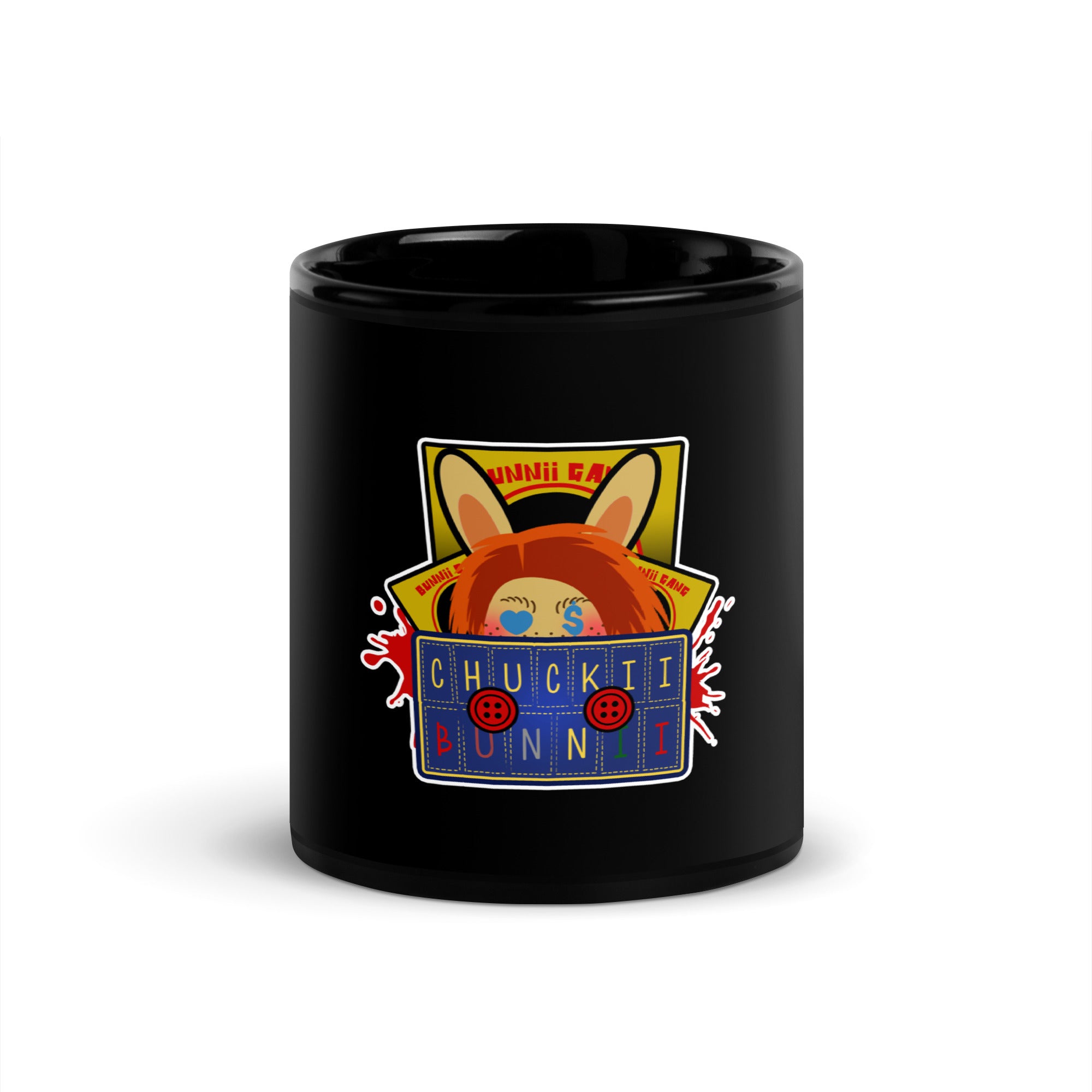 BUNNII GANG "CHUCKII BUNNII" Black Glossy Mug